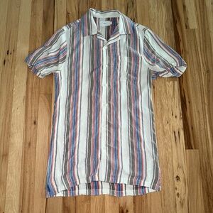 Onia Men’s Short Sleeve Button Up Multicolor Stripe